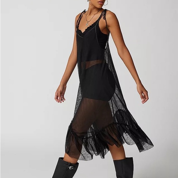 UO Everly Mesh Midi Slip Dress NWT - Picture 2 of 7